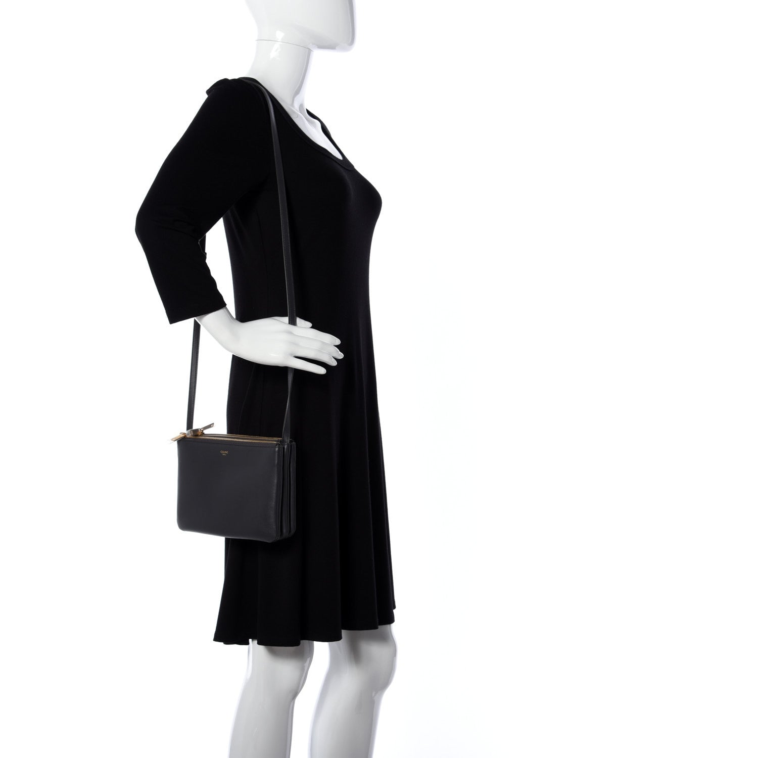Celine Lambskin Small Trio Crossbody Bag Medium Grey 2 of 10
