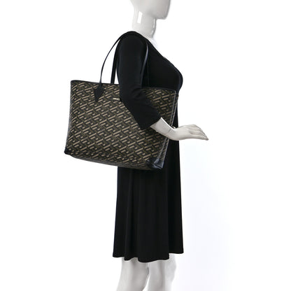 Versace Coated Canvas Calfskin La Greca Signature Shopper Tote Bag Black Khaki 2 of 8
