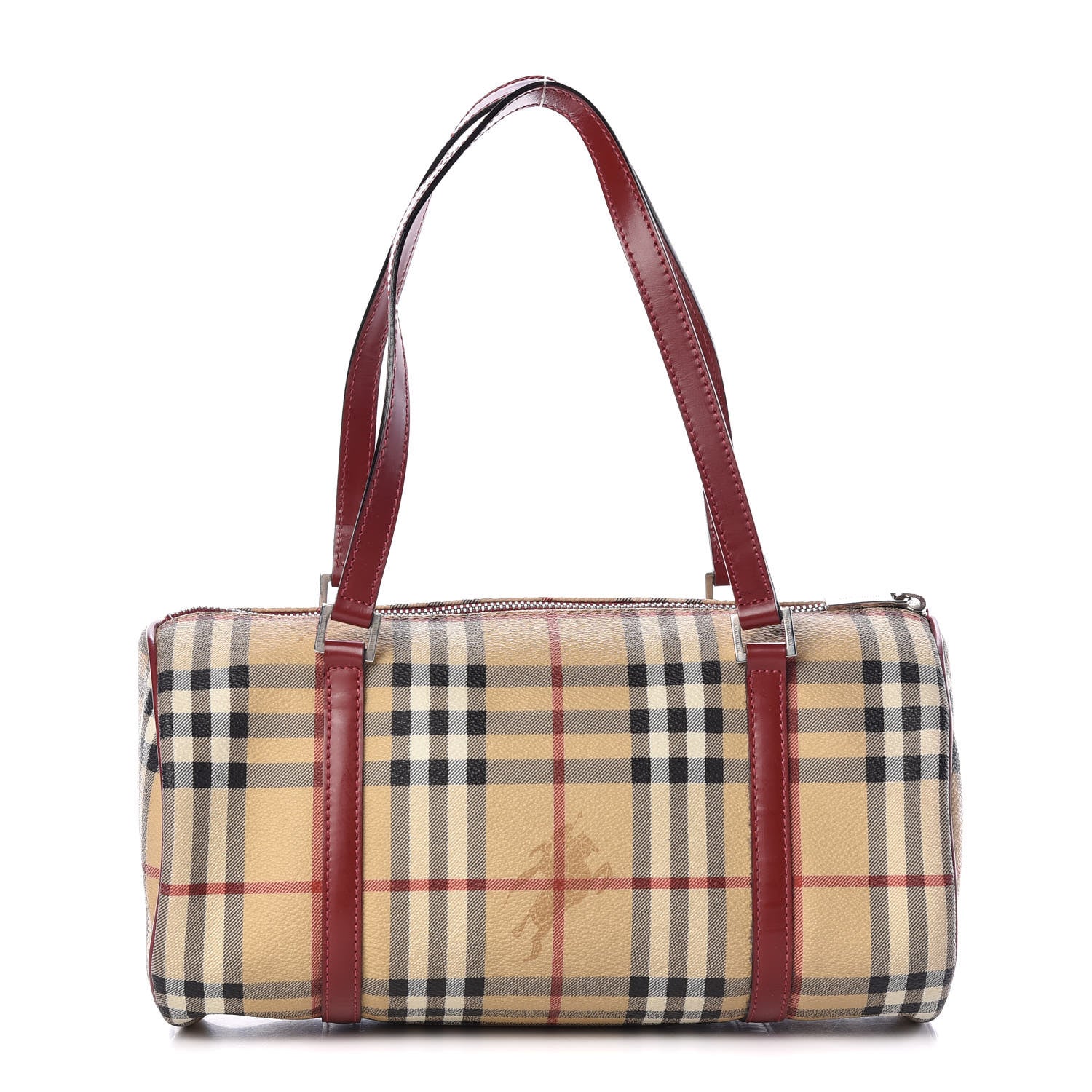 Burberry Haymarket Check Barrel Bag Red 1 of 11