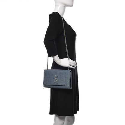 Saint Laurent Denim Medium Classic Monogram Kate Satchel Light Blue 2 of 10