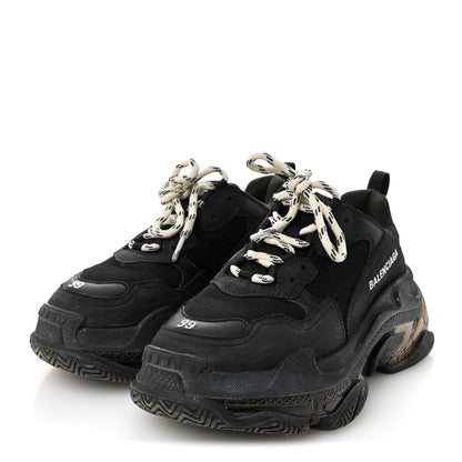 Balenciaga Fabric Mesh Womens Triple S Sneakers 39 Black 6 of 20
