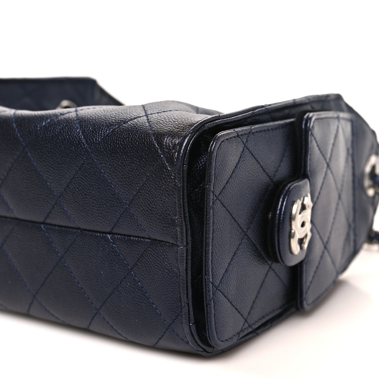 Chanel Metallic Caviar Quilted Mini Chanel 25 Handbag Dark Blue 10 of 11