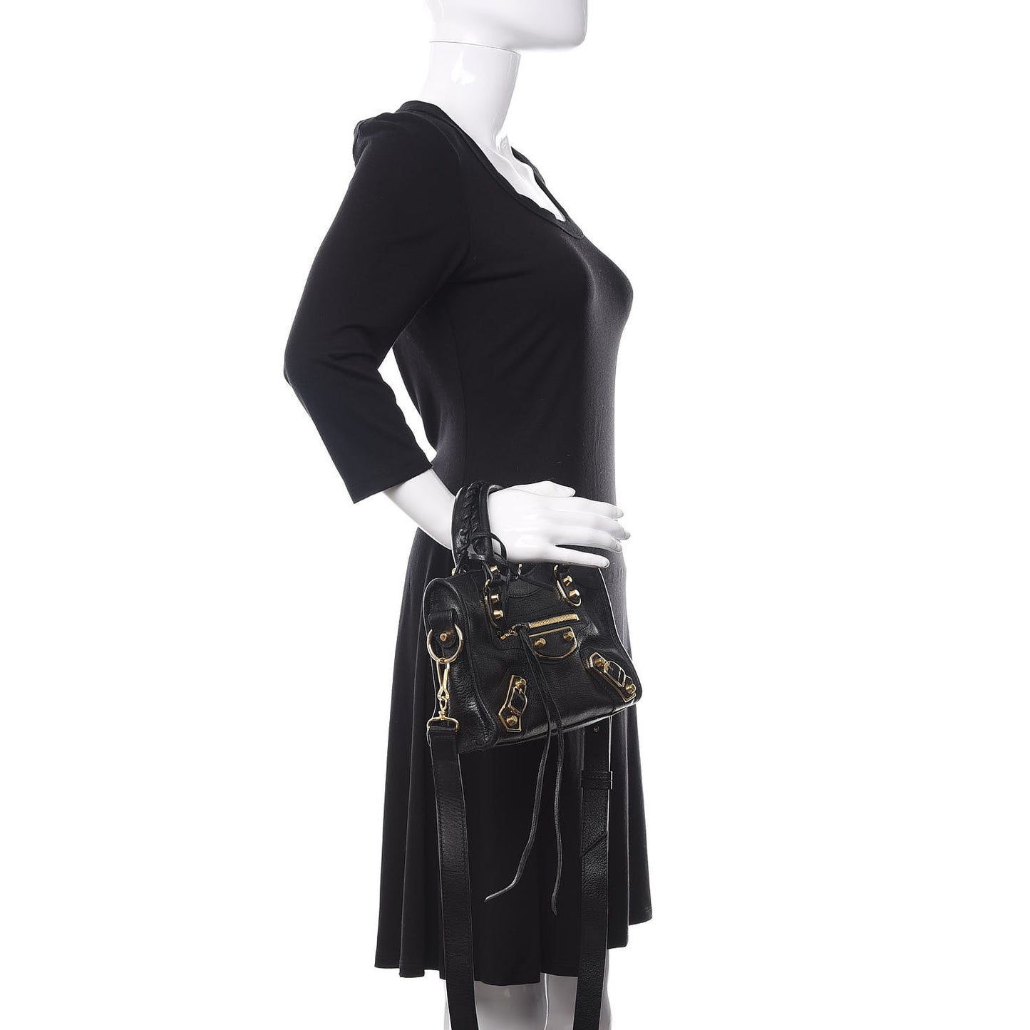 Chevre Gold Metallic Edge Hardware Mini City Black
