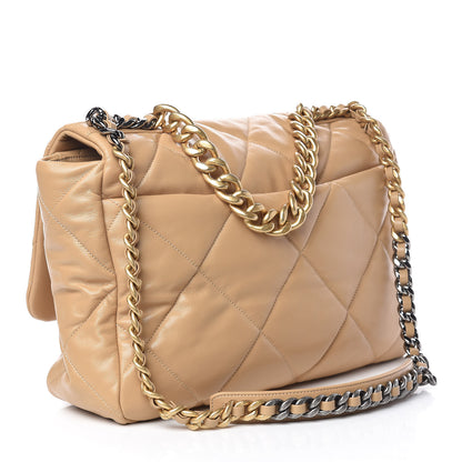 Chanel Lambskin Quilted Maxi 19 Flap Dark Beige 3 of 10