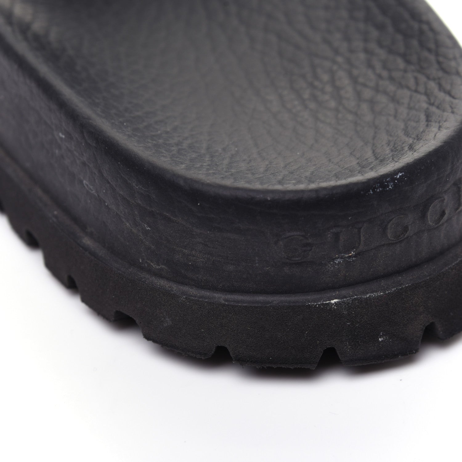 Gucci Rubber Web Mens Lug Sole Slide Sandals 9 Black Green Red 10 of 12