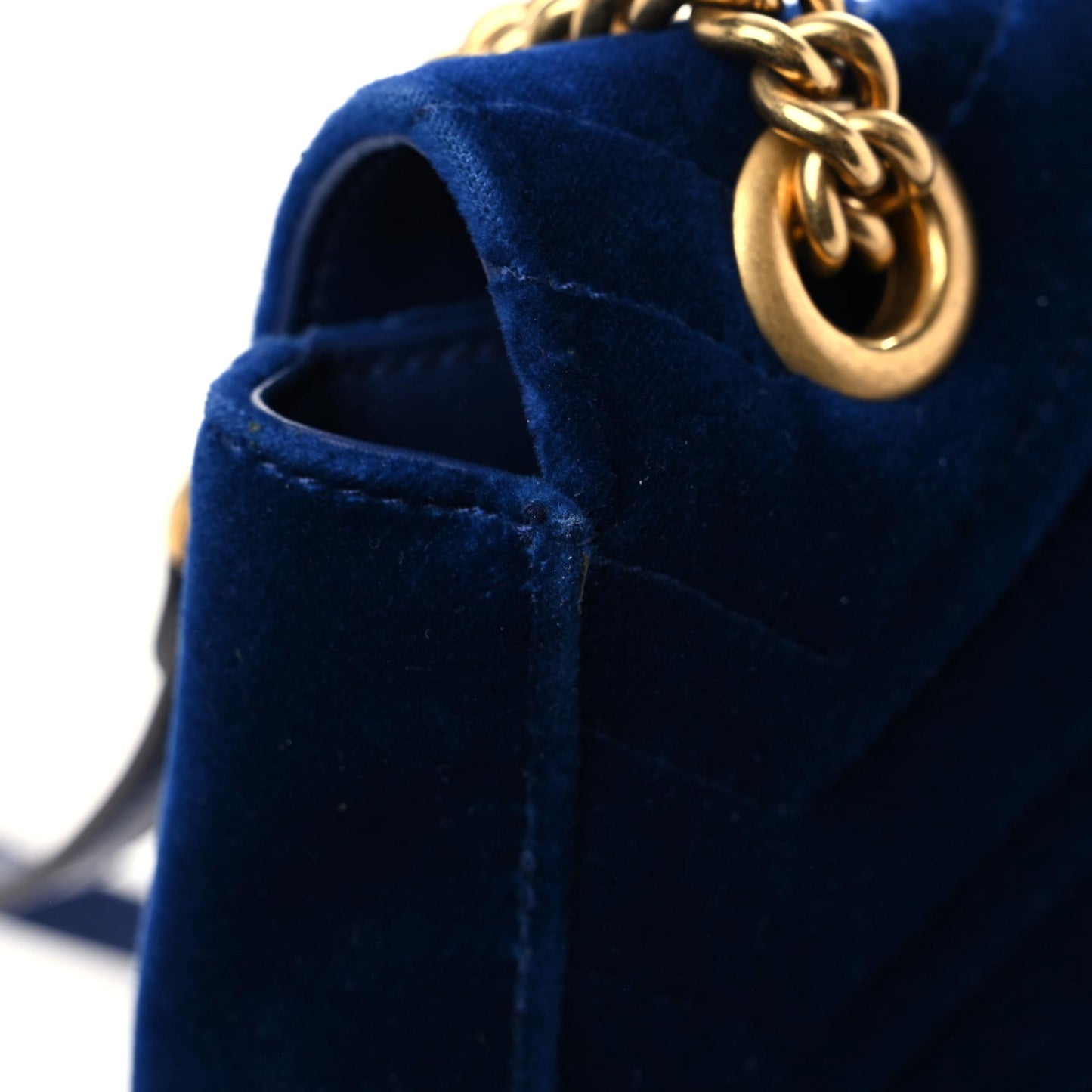 Velvet Matelasse Medium GG Marmont Shoulder Bag Cobalt Blue