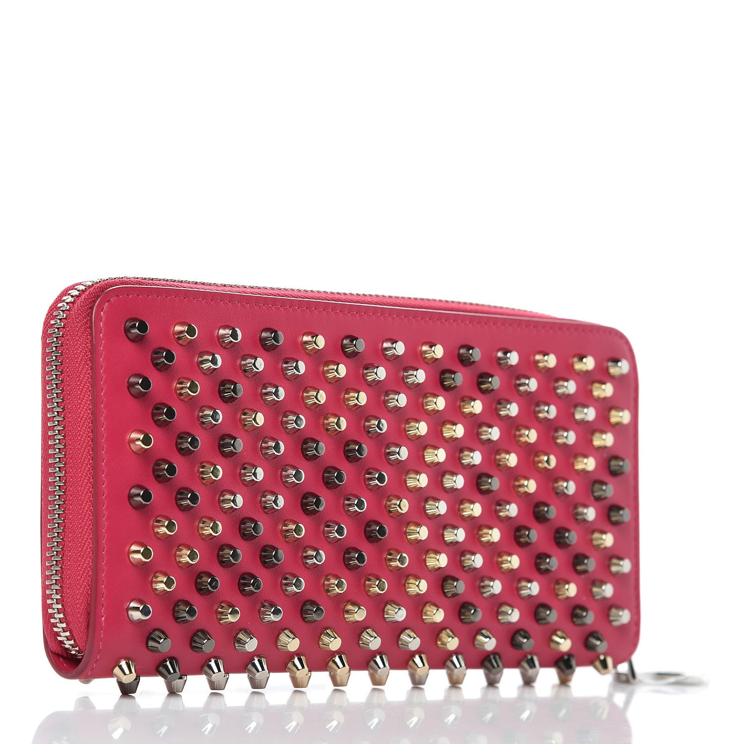 Christian Louboutin Calfskin Panettone Spiked Zip Around Wallet Rosa 3 of 7