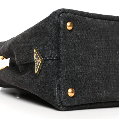 Prada Denim Small Logo Tote Black 7 of 8