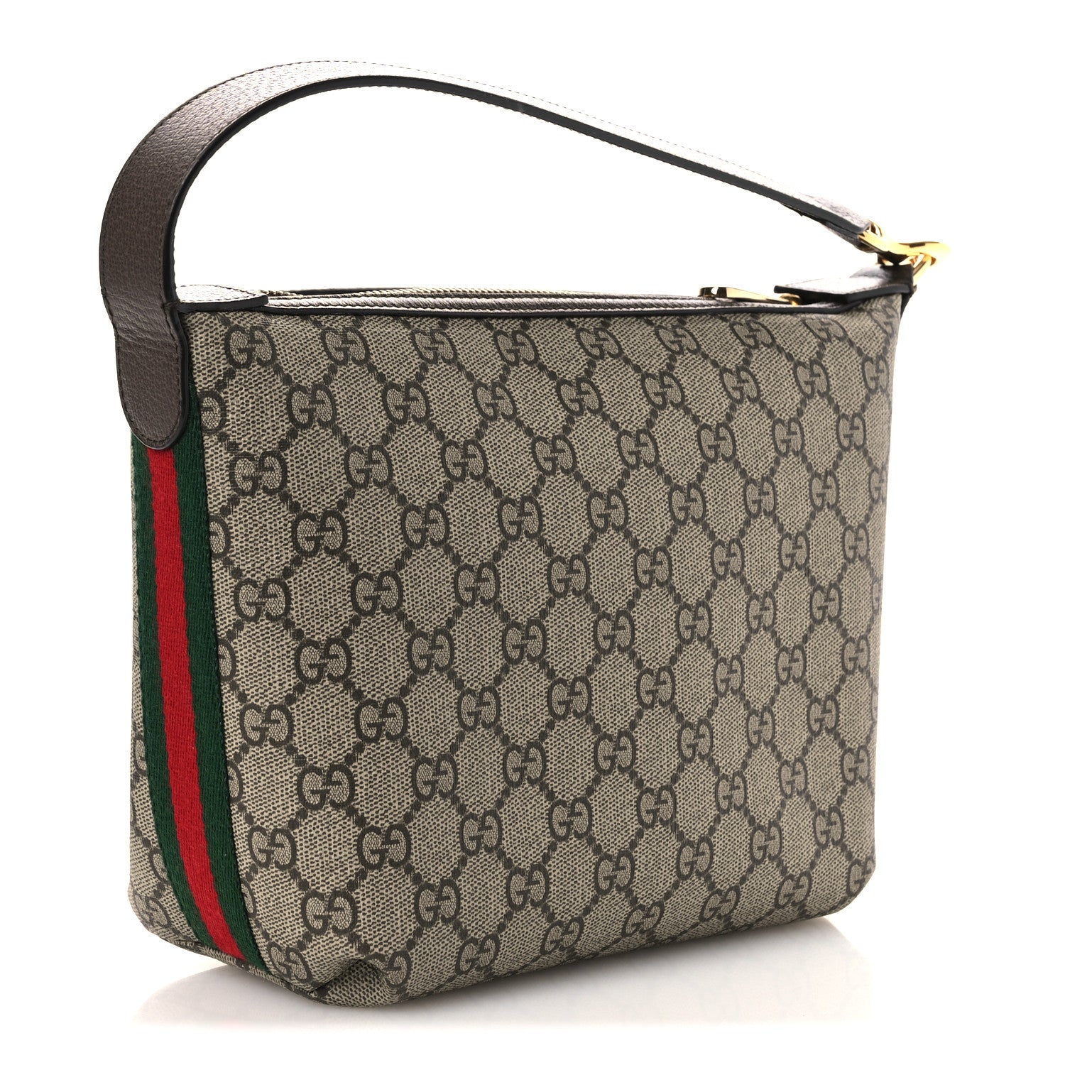 Gucci GG Supreme Monogram Textured Calfskin Web Super Mini Ophidia Shoulder Bag Beige Ebony New Acero 3 of 11