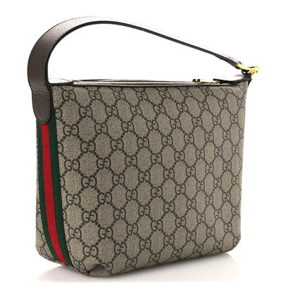 Gucci GG Supreme Monogram Textured Calfskin Web Super Mini Ophidia Shoulder Bag Beige Ebony New Acero 3 of 11