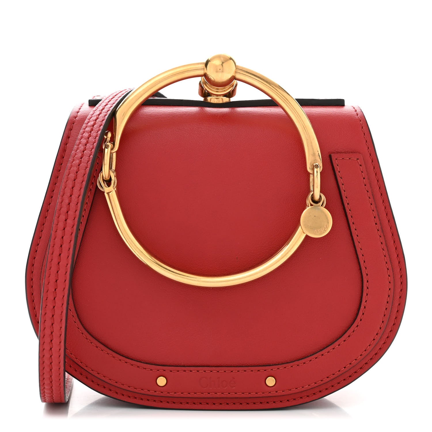 Chloe Calfskin Suede Small Nile Bracelet Bag Sepia Red 1 of 11