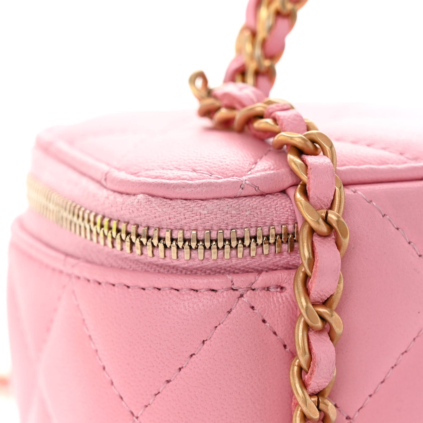 Lambskin Quilted Pick Me Up Vanity Case Pink