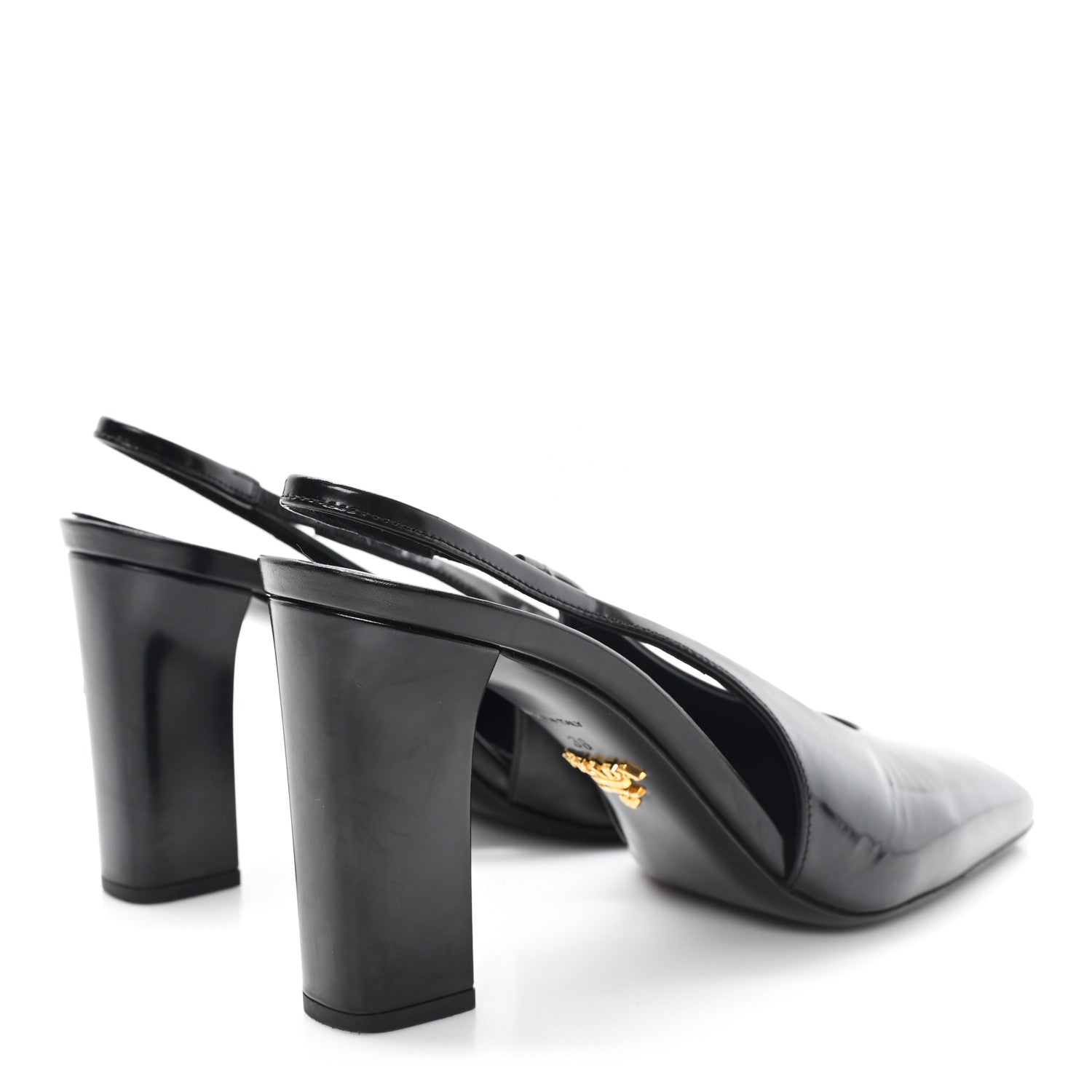 Prada Patent Calfskin Square Toe 85mm Slingback Pumps 38 Black 5 of 9