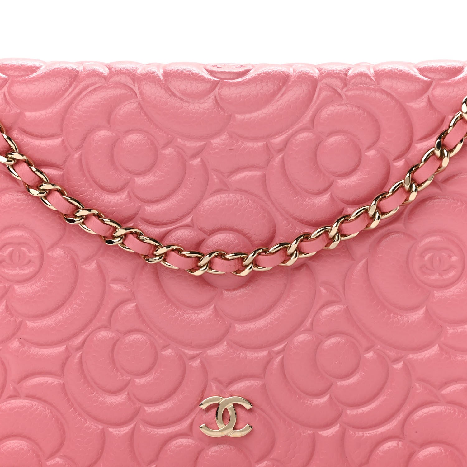Chanel Caviar Camellia Embossed Wallet On Chain WOC Pink 9 of 11