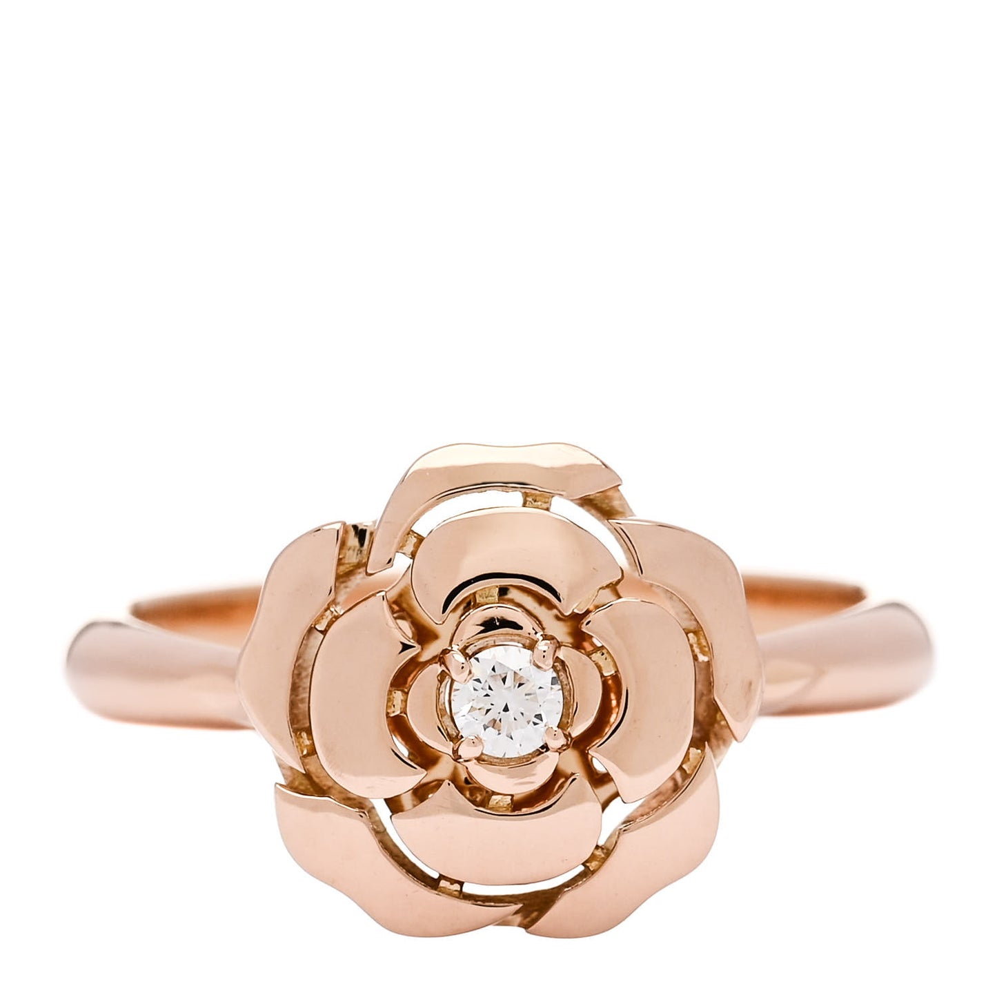 18K Rose Gold Diamond Extrait de Camelia Ring 49 4.75
