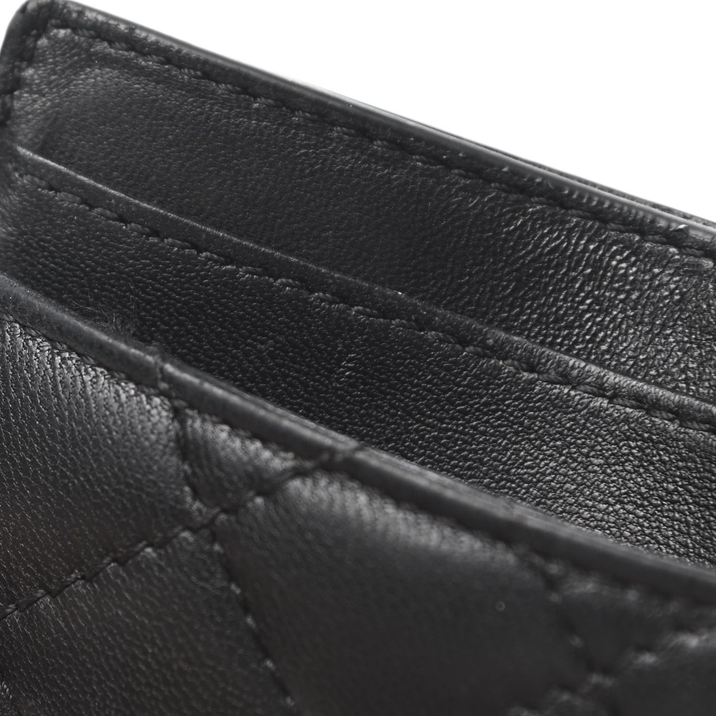 Calfskin Quilted Medusa Card Holder Black