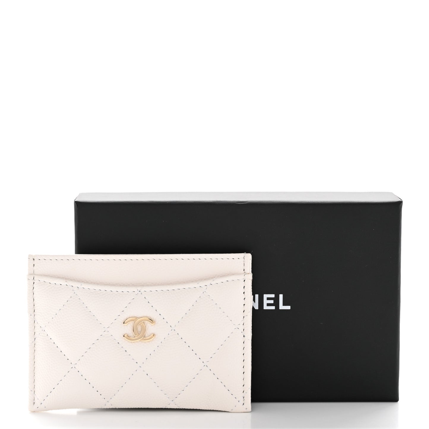 Caviar Quilted Card Holder White