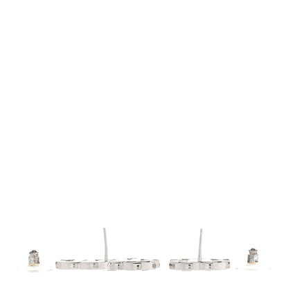 Chanel Baguette Crystal Double CC Earrings Silver 3 of 7