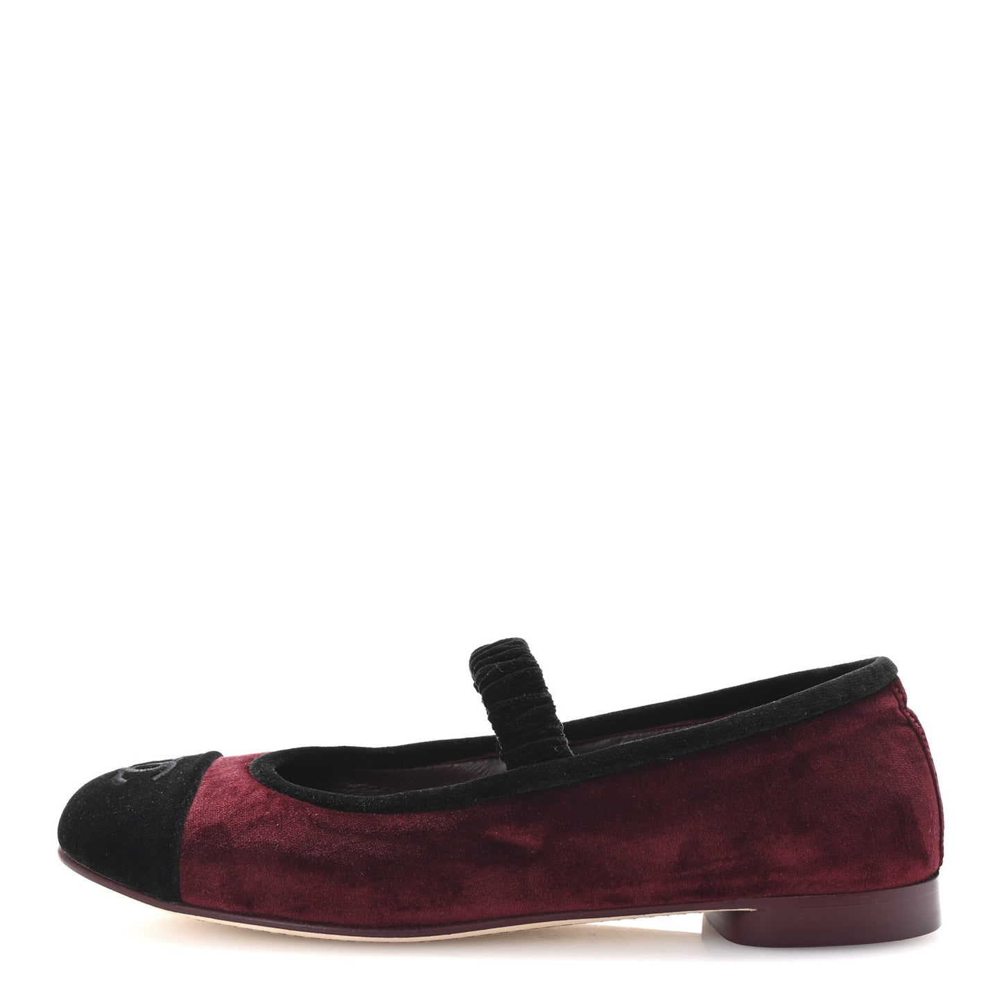 Velvet Mary Jane Flats 37 Burgundy Black
