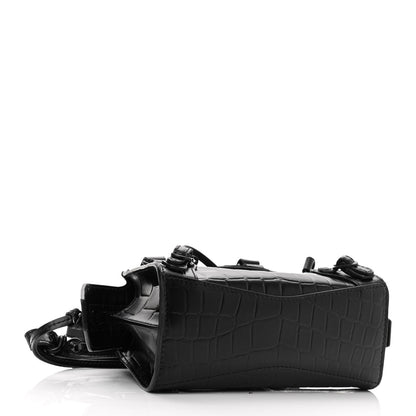 Balenciaga Semi Shiny Calfskin Crocodile Embossed Neo Classic Black Hardware Nano City Crossbody Black 4 of 8