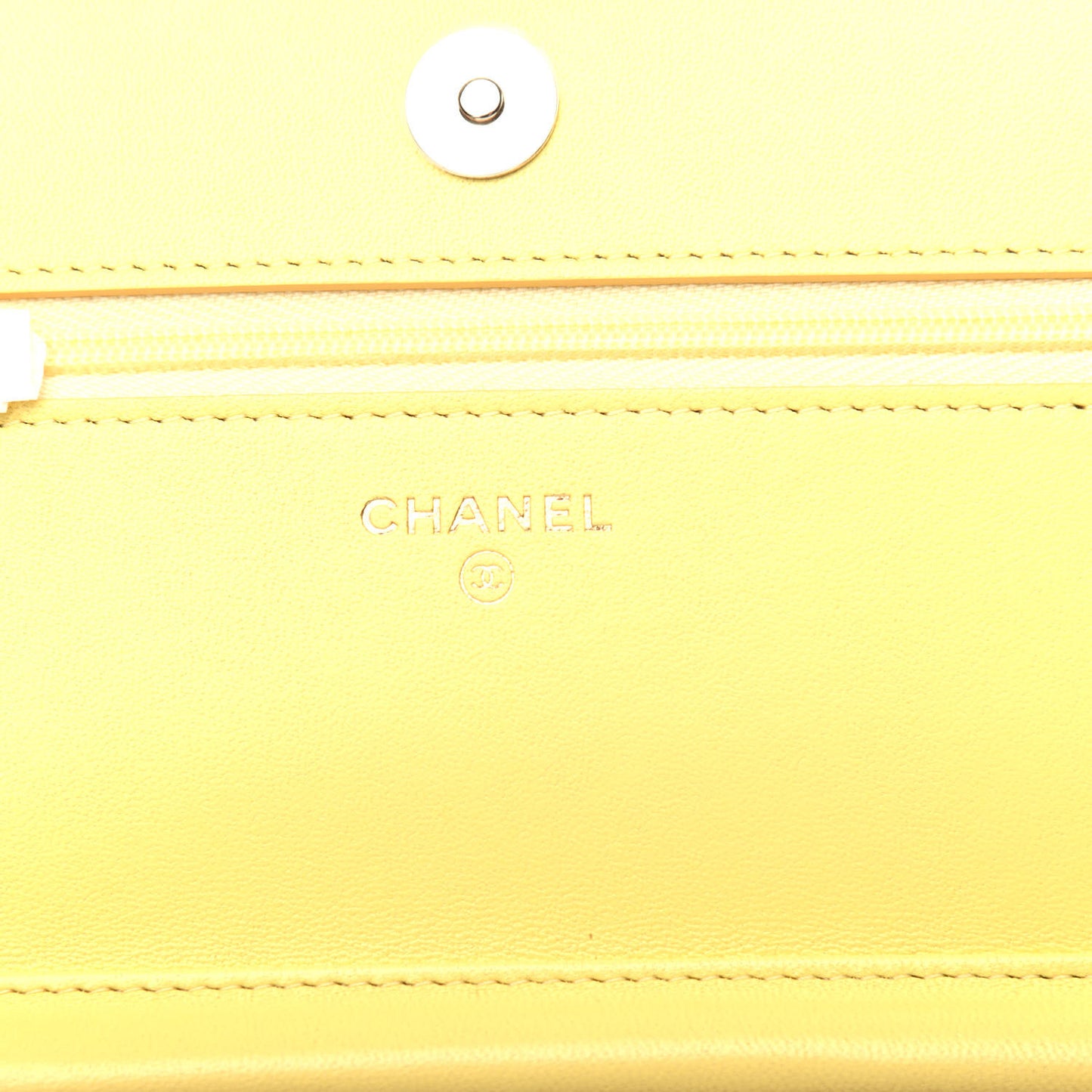 Lambskin Quilted Wallet On Chain WOC Pink Yellow