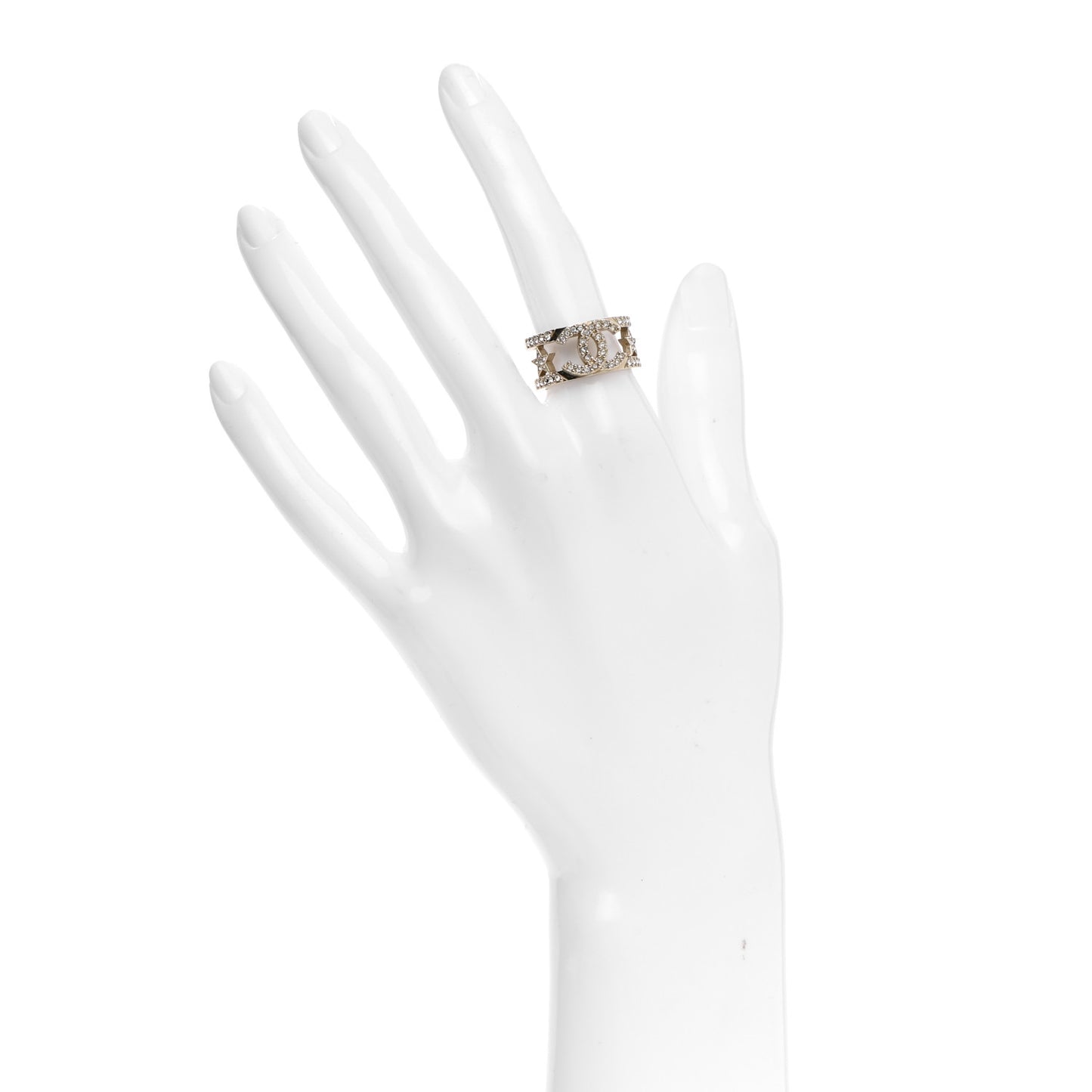 Metal Crystal CC Star Ring 52 Light Gold