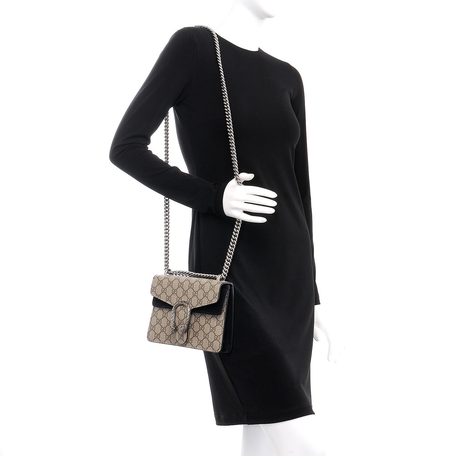 Gucci GG Supreme Monogram Mini Dionysus Shoulder Bag Black 2 of 9