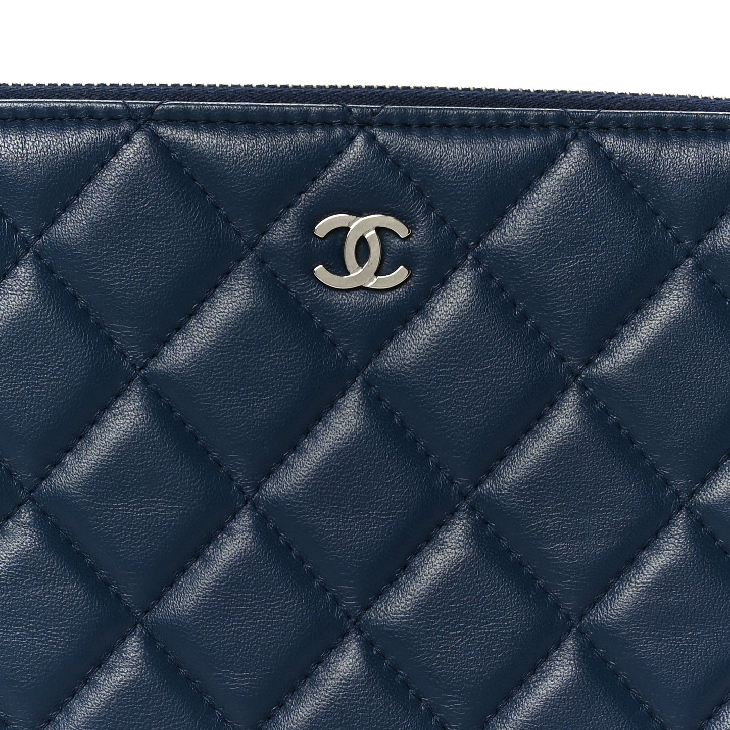 Lambskin Quilted Large Cosmetic Case Navy