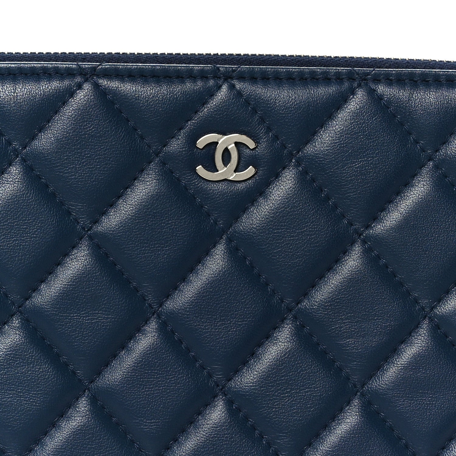 Chanel Lambskin Quilted Large Cosmetic Case Navy 8 of 8