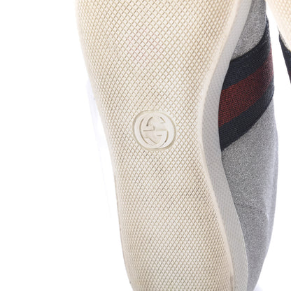 Gucci Glitter Fabric Studded Womens Web Sneakers 39 Silver 10 of 12