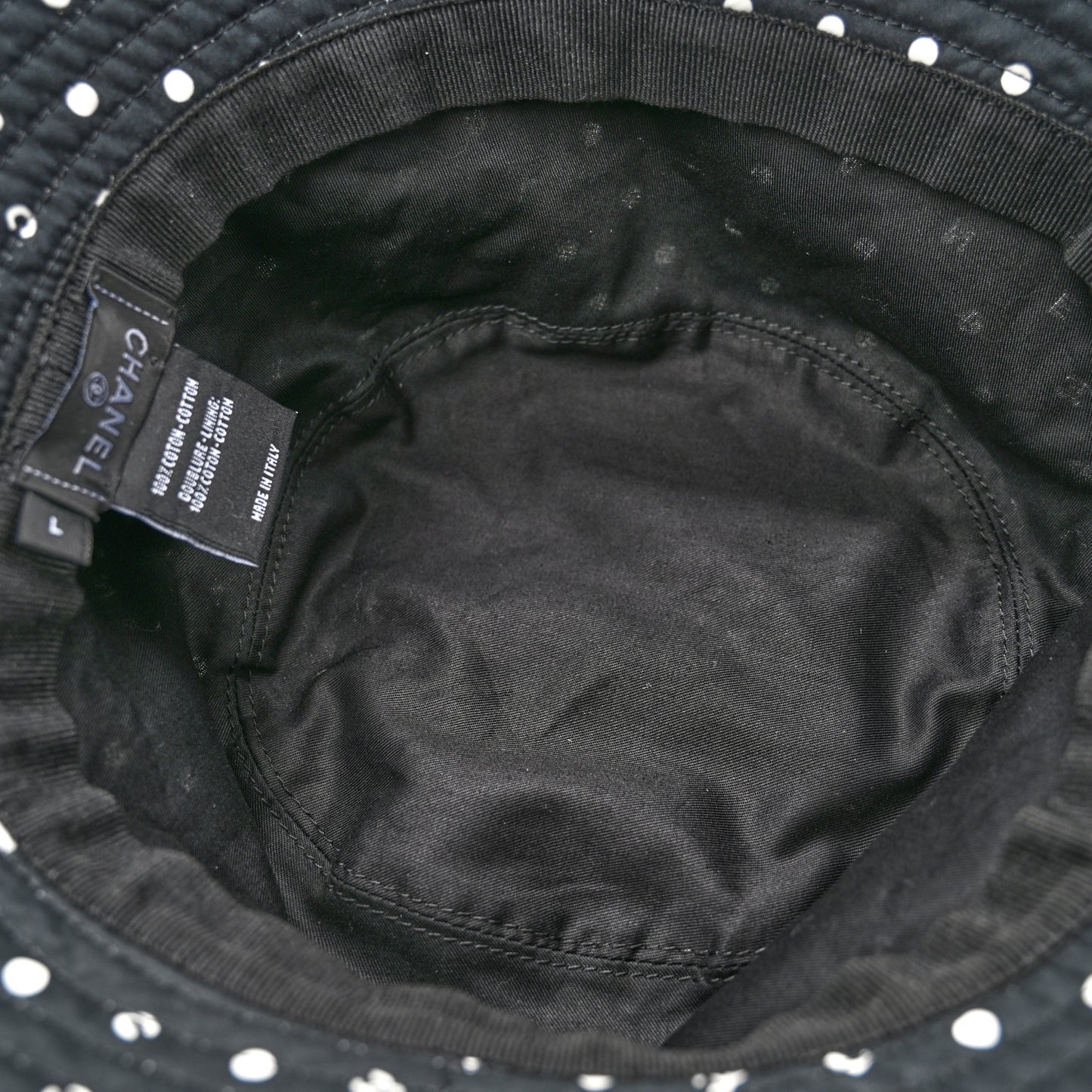 Cotton CC Polka Dot Bucket Hat L Black