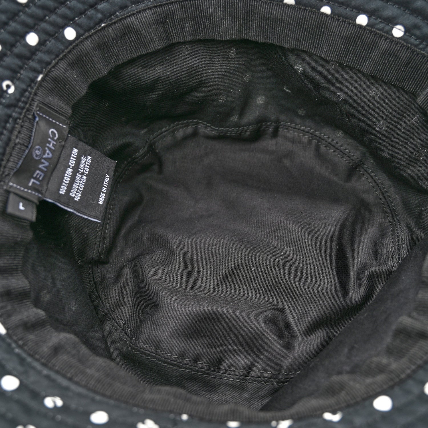Chanel Cotton CC Polka Dot Bucket Hat L Black 7 of 9