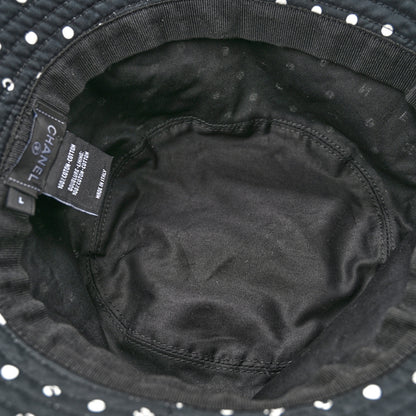 Chanel Cotton CC Polka Dot Bucket Hat L Black 7 of 9