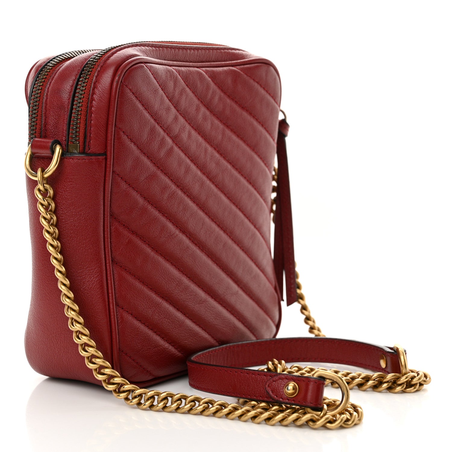 Gucci Azalea Calfskin Matelasse Diagonal Tall GG Marmont Crossbody Bag Romantic Cerise 3 of 13