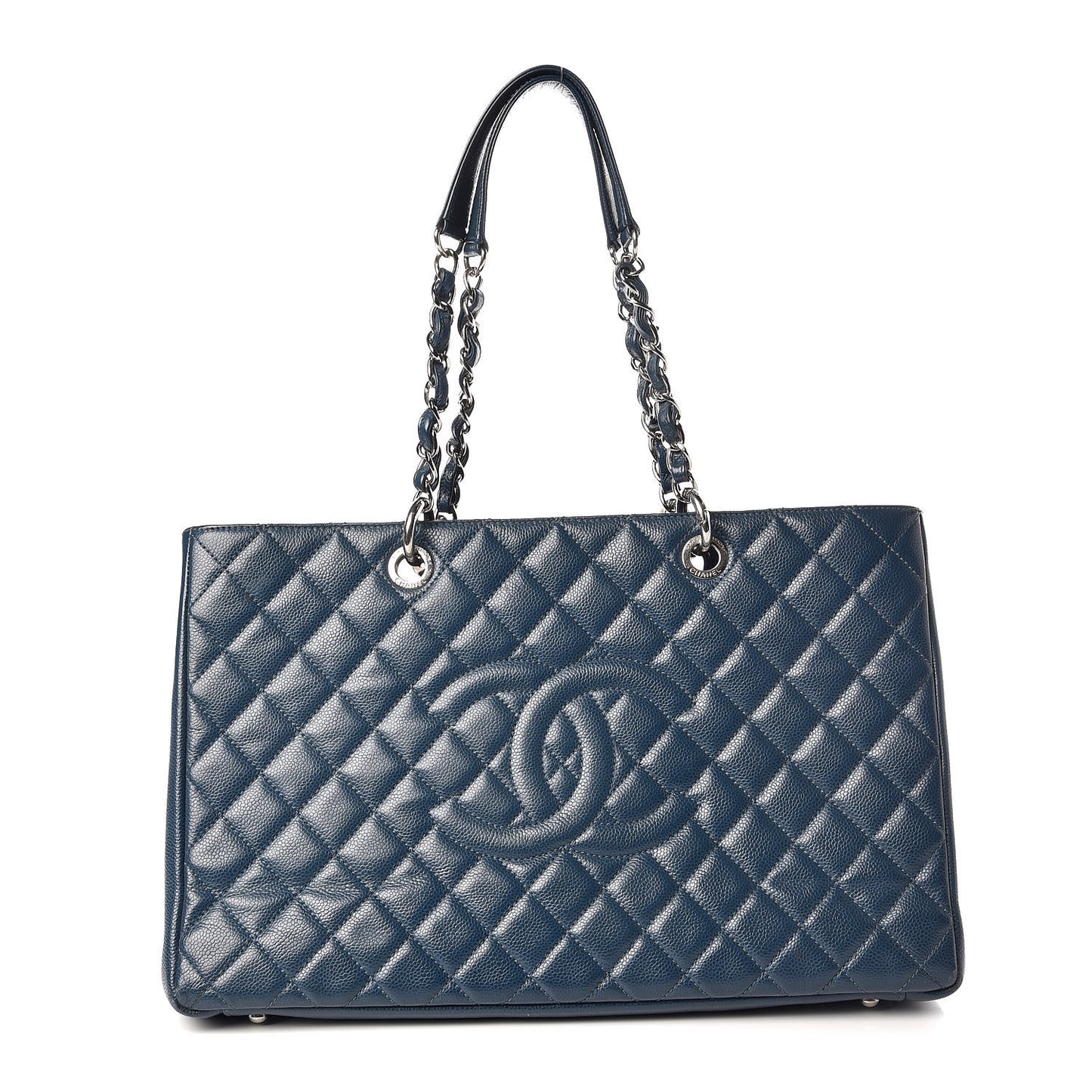 Caviar Quilted XL Grand Shopping Tote GST Dark Blue
