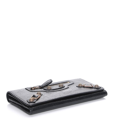 Balenciaga Agneau Giant 12 Rose Gold Hardware Money Wallet Black 4 of 6