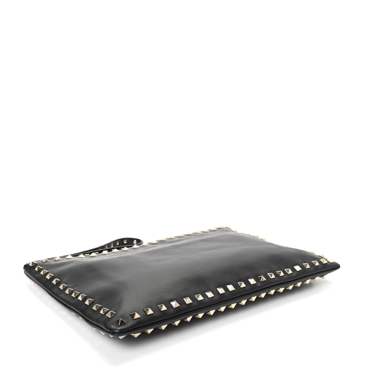 Valentino Garavani Vitello Large Rockstud Zip Wristlet Pouch Black 4 of 6