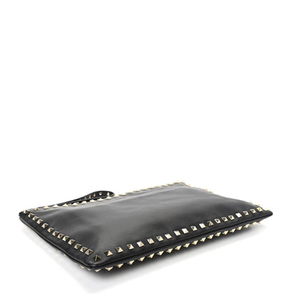 Valentino Garavani Vitello Large Rockstud Zip Wristlet Pouch Black 4 of 6