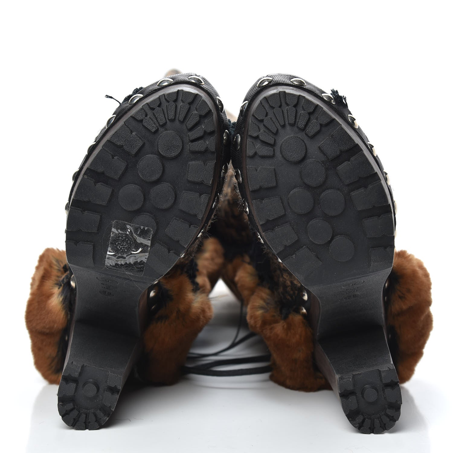 Chanel Tweed Fantasy Fur CC High Boots 38 Camel Marron 5 of 6