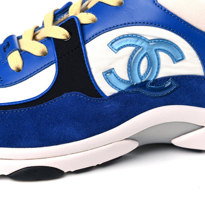 Chanel Nylon Lambskin Suede CC Womens Sneakers 41 Blue White Black 13 of 13