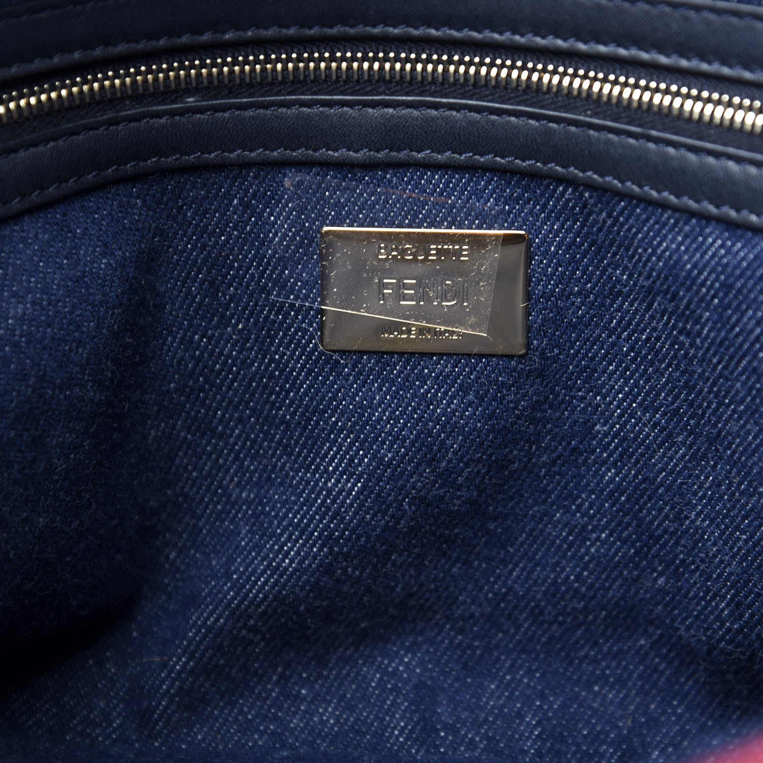 Fendi Denim Large Baguette Blue Rosso 8 of 13