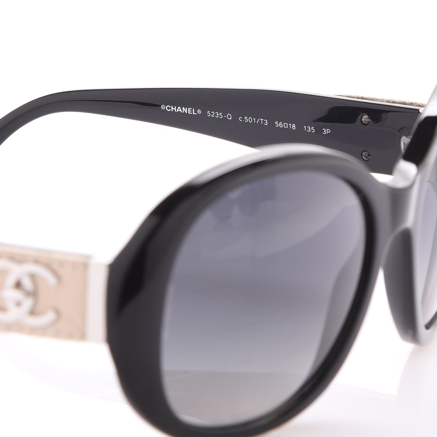 Chanel Acetate CC Turnlock Sunglasses 5235-Q Black Beige 5 of 7