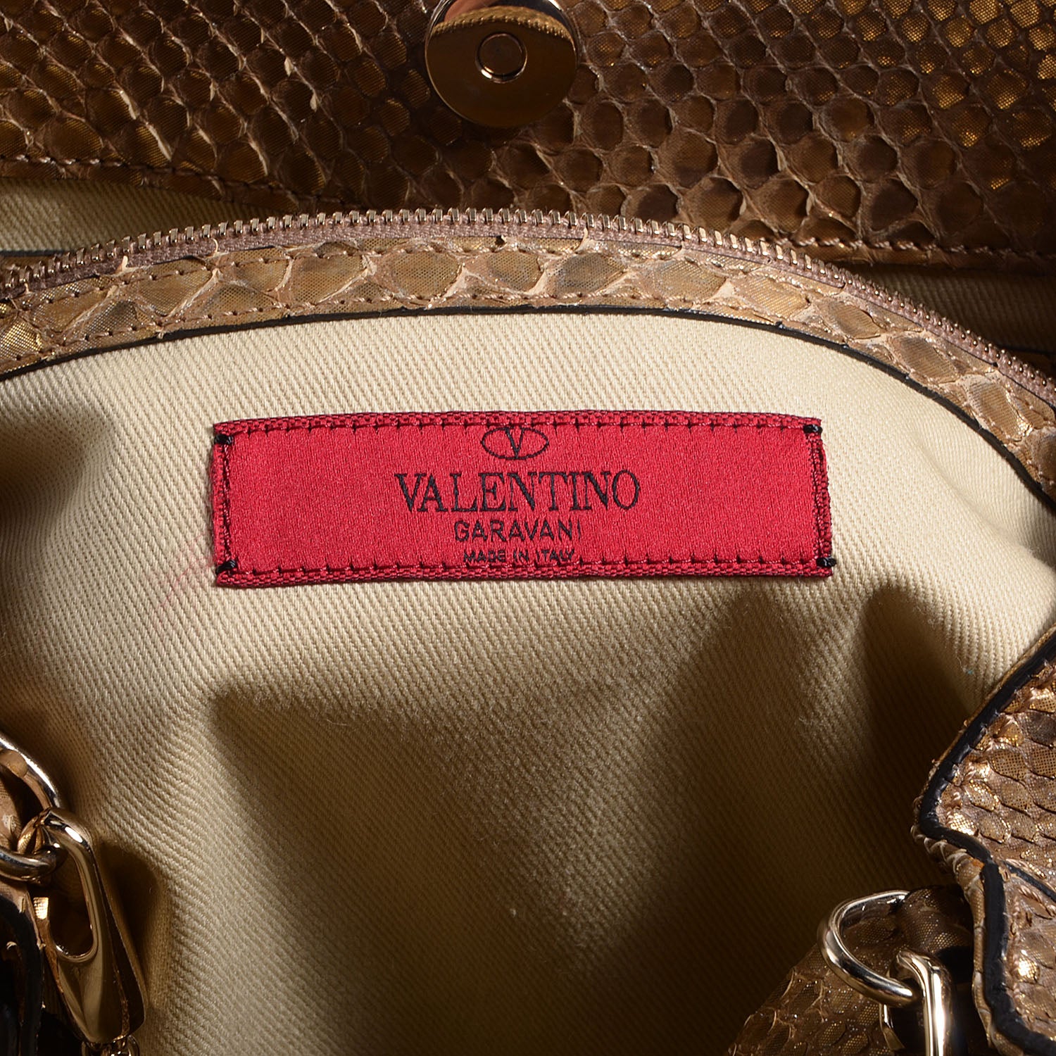 Valentino Garavani Python Va Va Voom Tote Gold 6 of 8
