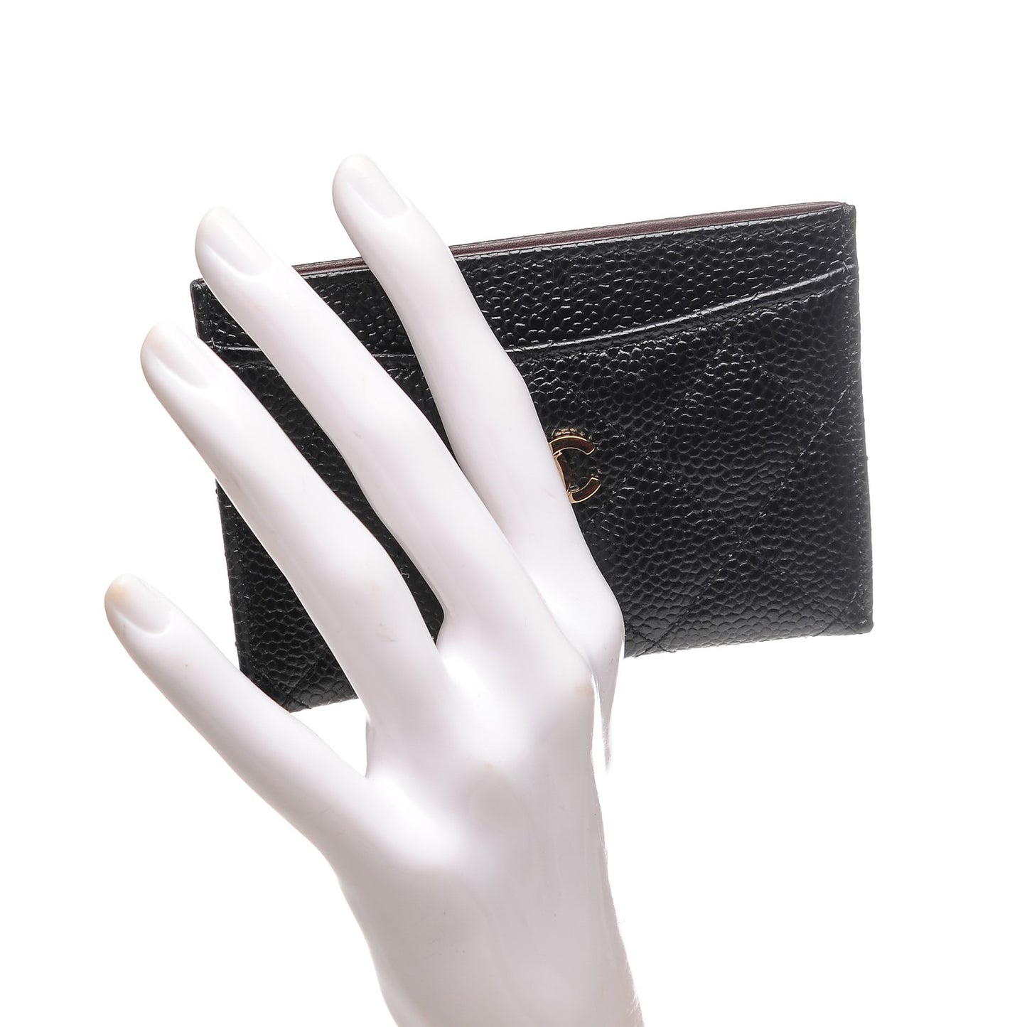 Caviar Quilted Card Holder Black