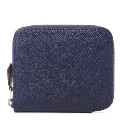 Hermes Epsom Silk'in Compact Wallet Bleu Encre 1 of 8