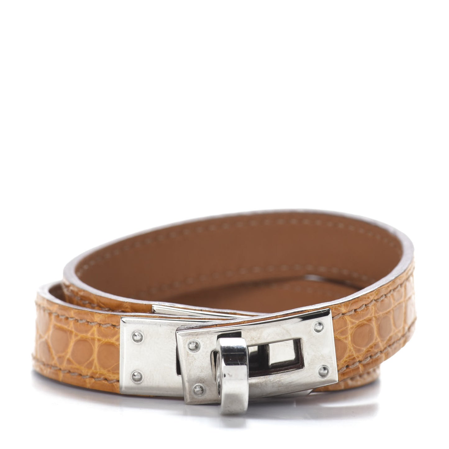 Shiny Alligator Kelly Double Tour Bracelet S