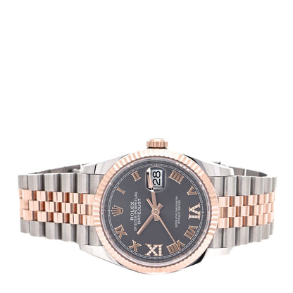 Rolex Stainless Steel 18K Everose Gold Diamond 36mm Oyster Perpetual Datejust Watch Slate Roman 126231 2 of 5