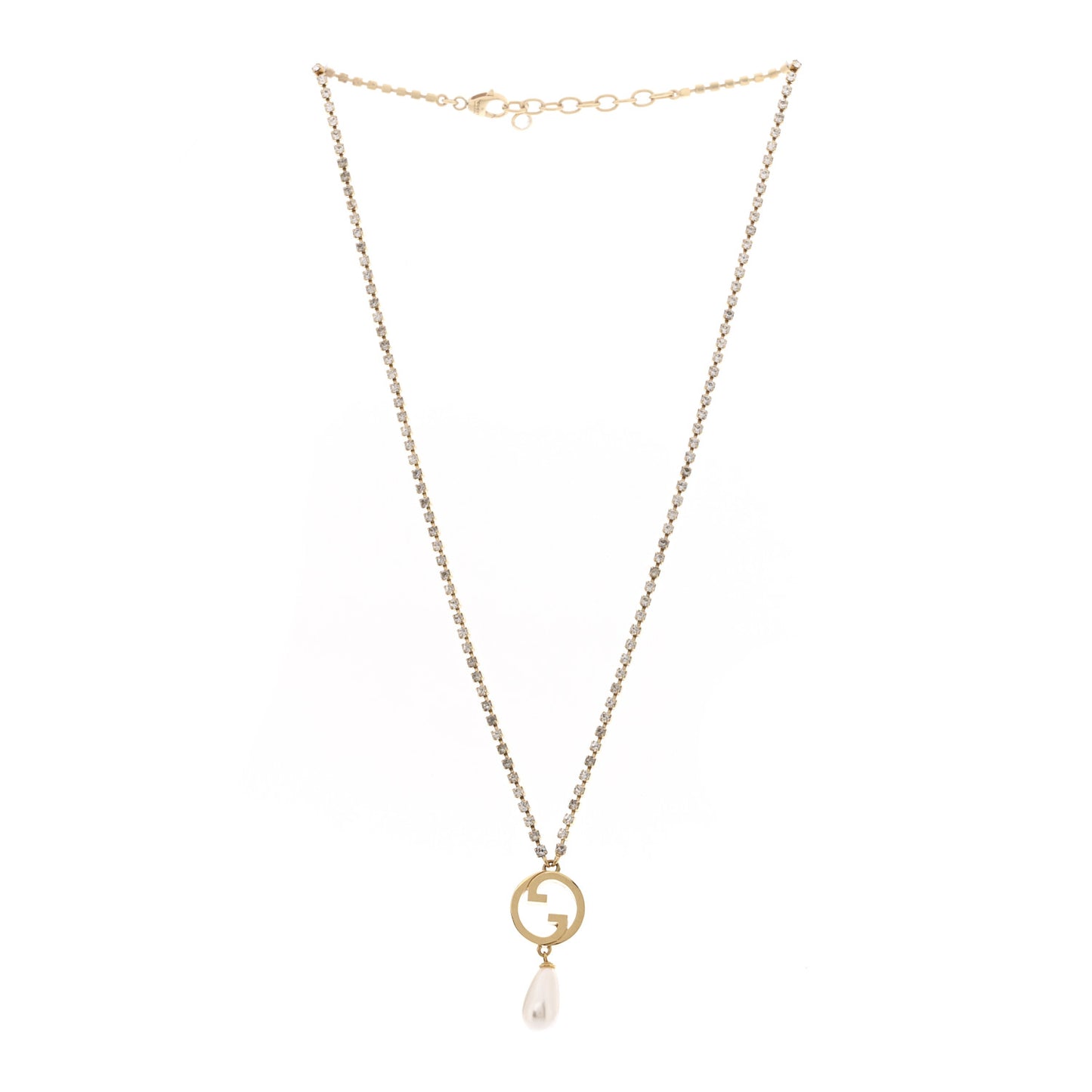 Metal Crystal Pearl Blondie Necklace Gold