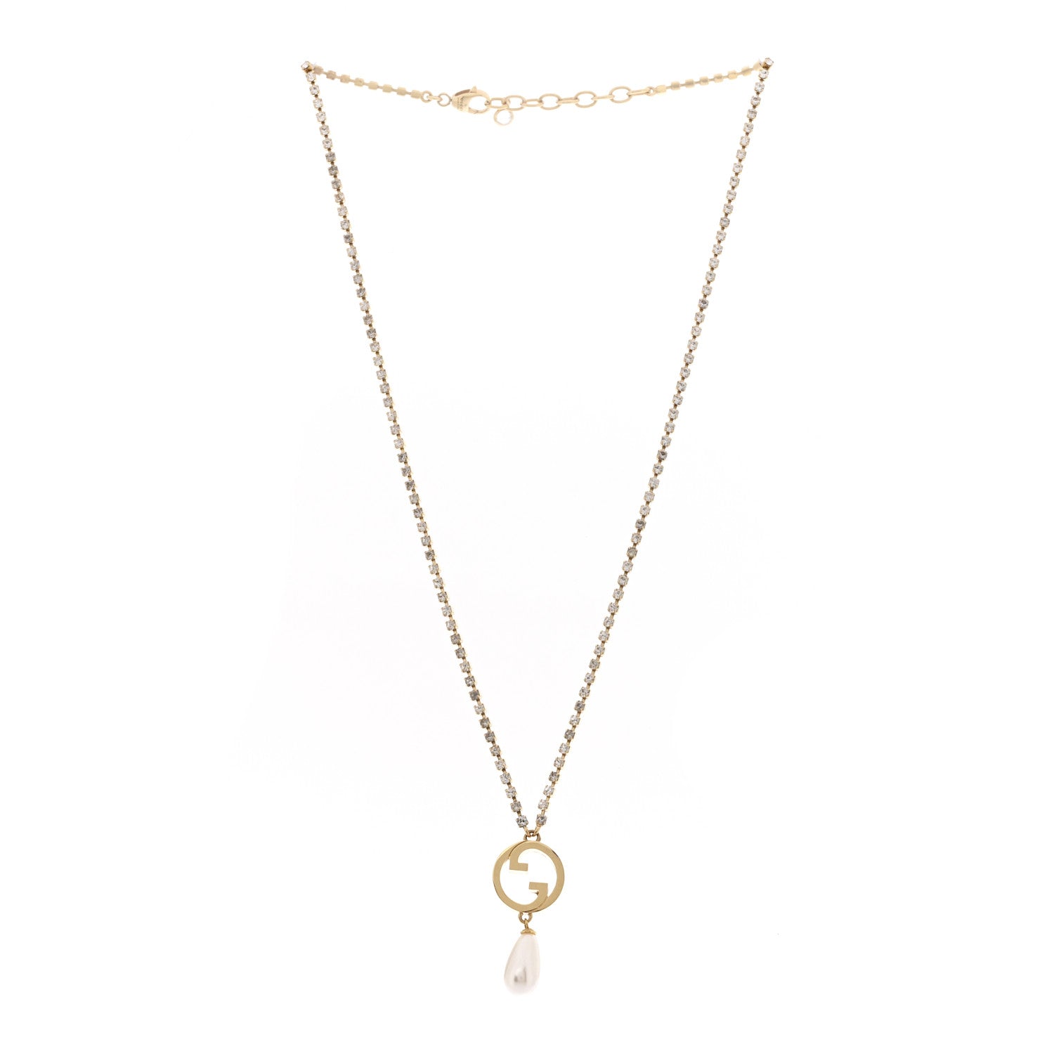 Gucci Metal Crystal Pearl Blondie Necklace Gold 3 of 7