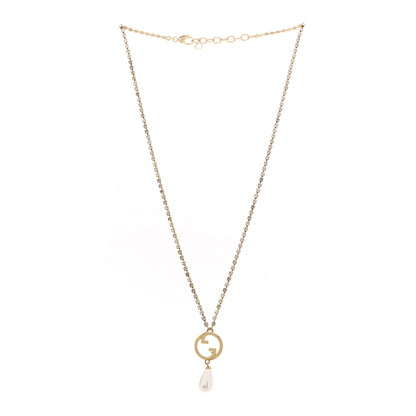Gucci Metal Crystal Pearl Blondie Necklace Gold 3 of 7